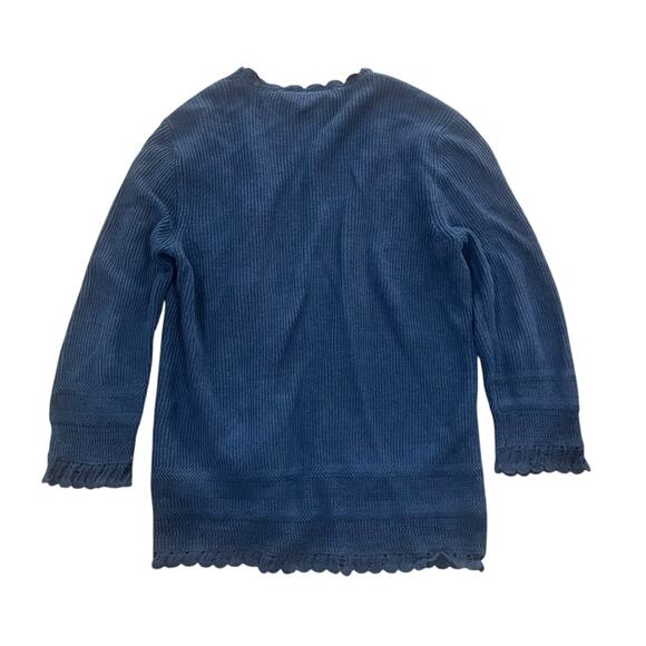 Lauren Ralph Lauren 100% Linen Cardigan Womens Size Large Navy Blue Open - Picture 4 of 5